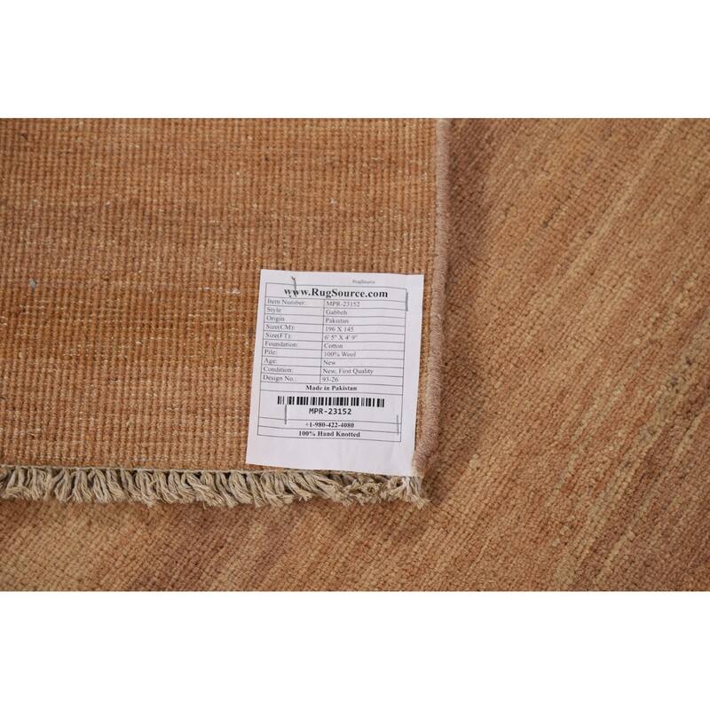 Striped Modern Gabbeh Oriental Area Rug Hand-Knotted Wool Carpet - 4'9" x 6'5"