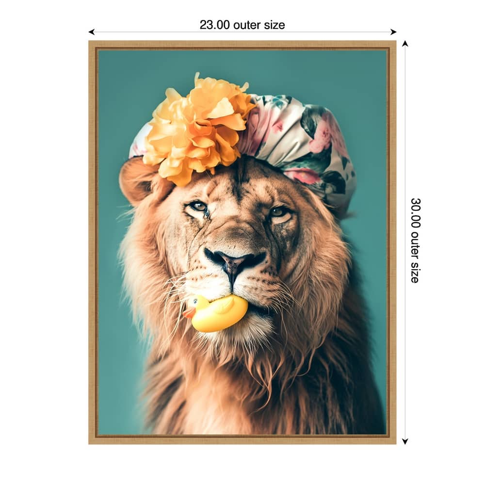 King of the Bathroom Lion by Niky Rahner Framed Canvas Wall Art