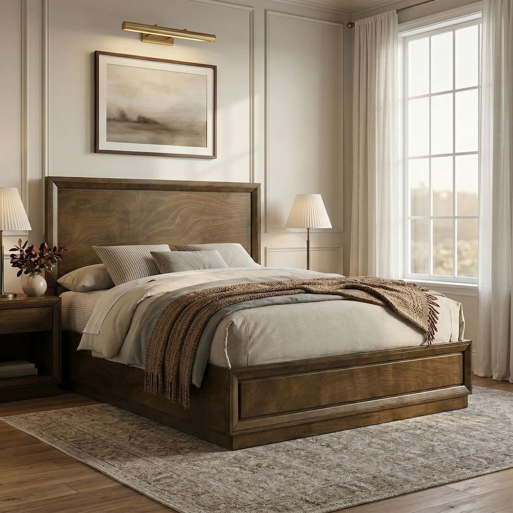 Furniture of America Igala Walnut Wood Oversized Panel Bed
