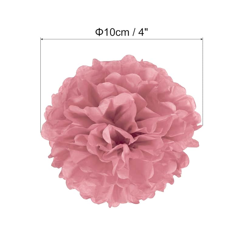 20Pcs Tissue Pom Poms Paper Flowers Ball Party Wedding Decor - Grey Pink - 4"