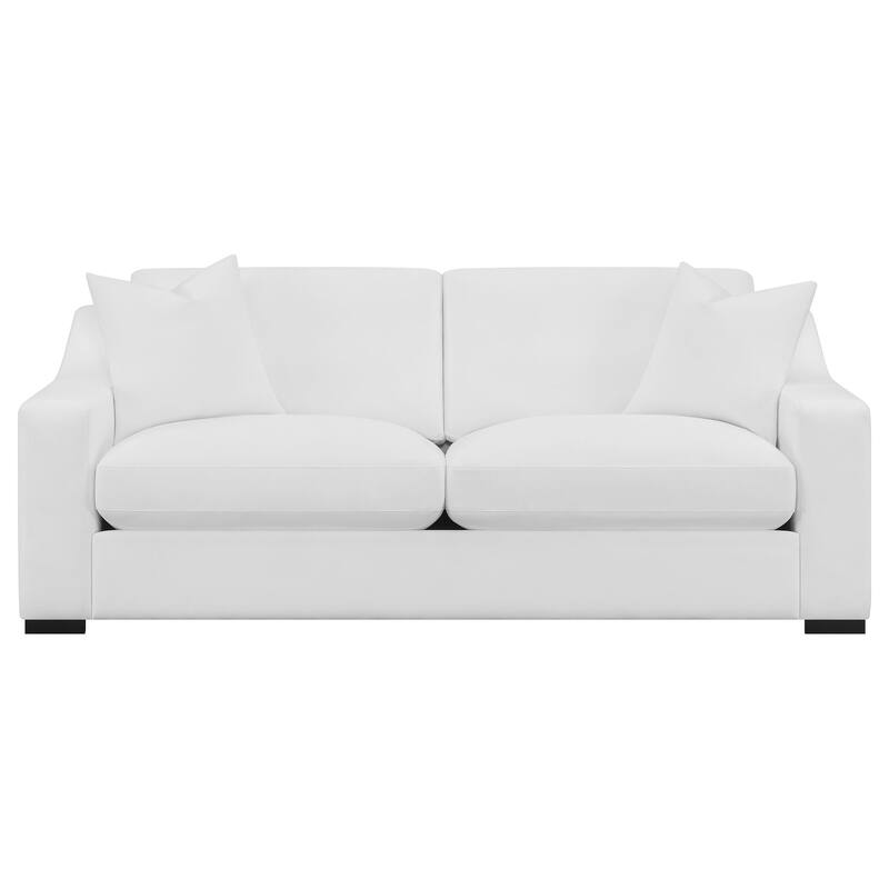 Ashlyn Upholstered Sloped Arm Sofa Set White