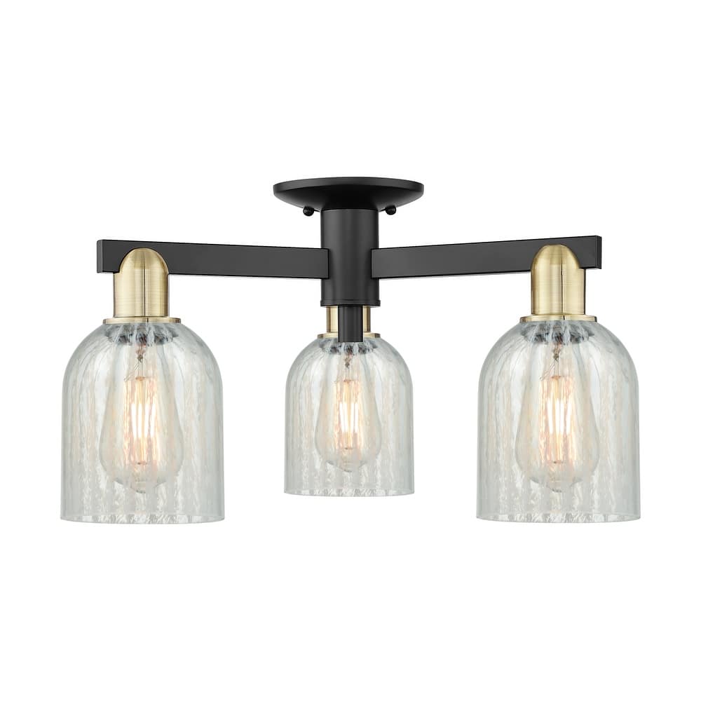 Innovations Lighting Endless Possibilities Arcadia - Caledonia - 3 Light 23" Semi-Flush Mount with Mouchette Shade