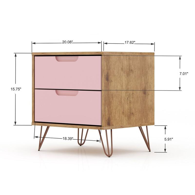 Manhattan Comfort Rockefeller 3-Piece Dresser and Nightstand Set