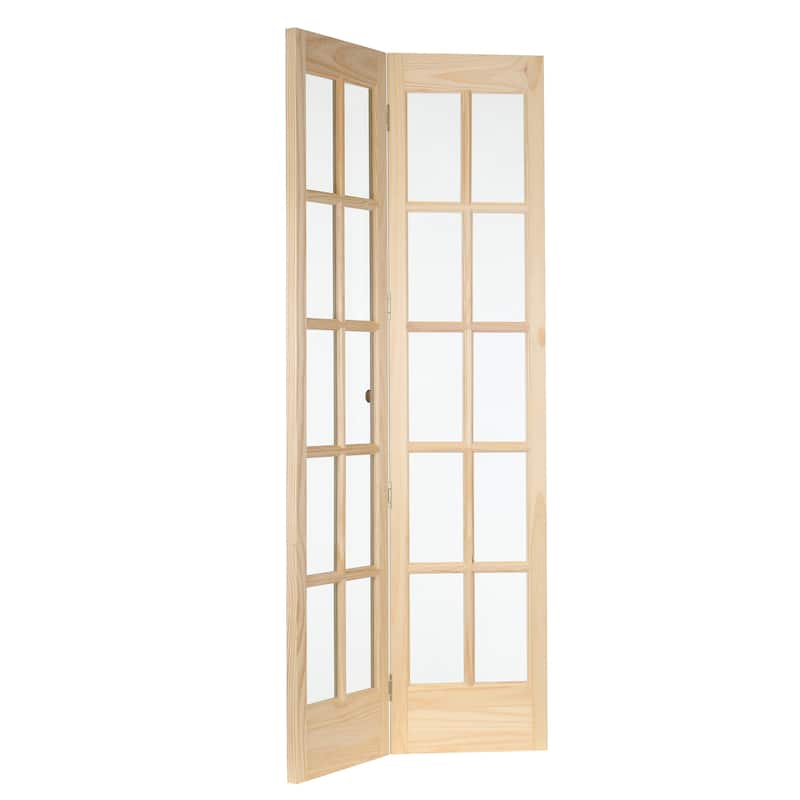 AWC Traditional Divided Glass Unfinished Pine 32-inch Bifold Door