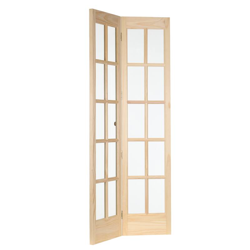 Pinecroft Classic French Glass Unfinished Pine 32-inch Bifold Door