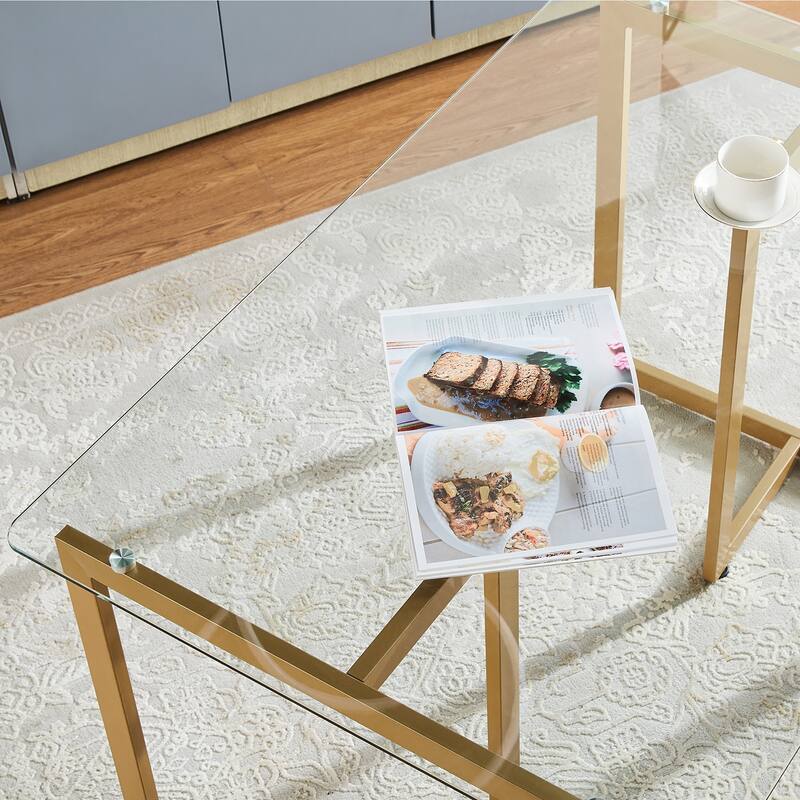 Homy Casa 55'' W Rectangular Transparency Dining Table
