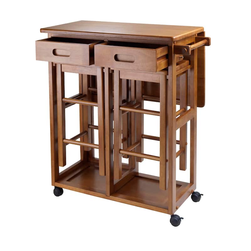 3 Teak Elegant Suzanne Space Saver Set 2 Square Seat Stools, 32.75"