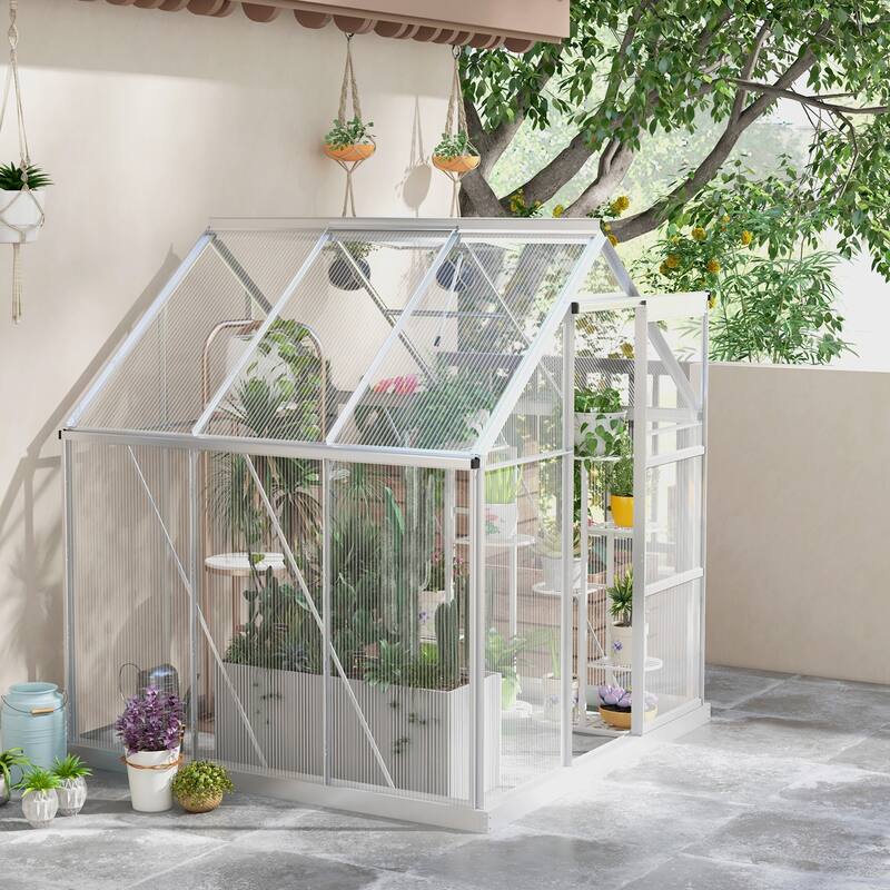 Walk-In Greenhouse with Adjustable Window - Aluminum/Plastic - Portable
