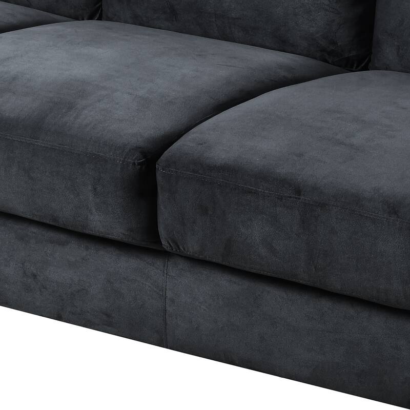 Modern Minimalist Velvet Upholstered Sofa with Plastic Legs