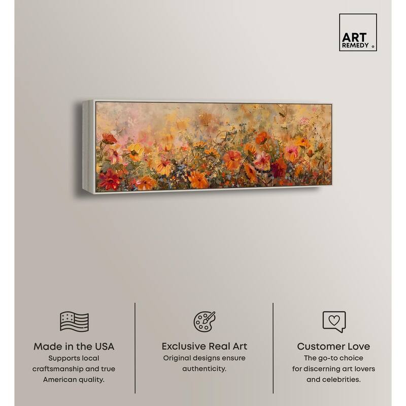 Fall Cosmo Flowers Panoramic Canvas by Art Remedy
