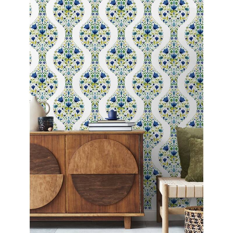 NextWall Floral Ogee Peel and Stick Wallpaper