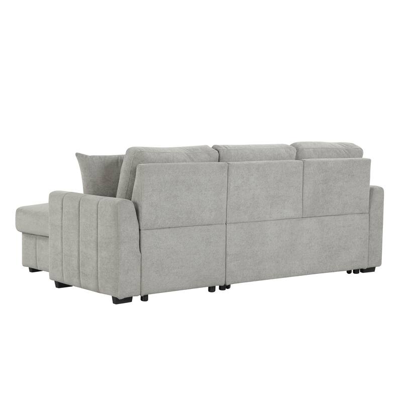 L-Shaped Sectional Sofa with Pull-out Sofa Bed, Modular Sleeper Sofa Couch with Reversible Storage Chaise for Living Room