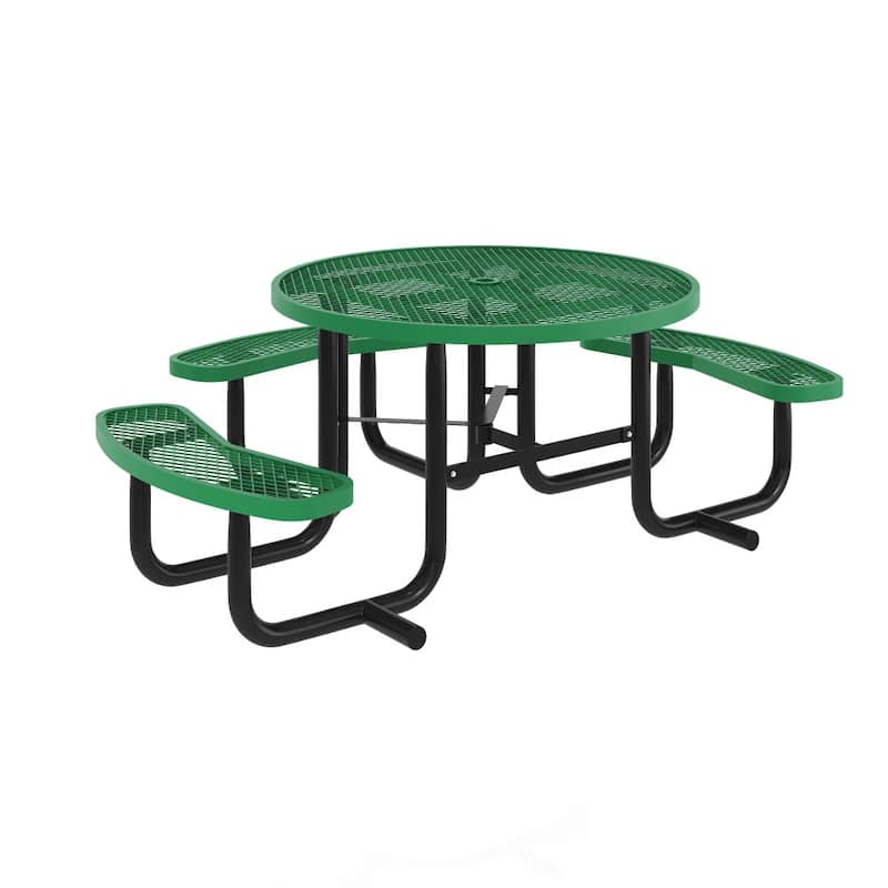 Commercial Grade Expanded Mesh Metal Outdoor Picnic Table - 82.5"W x 82.5"D x 29"H