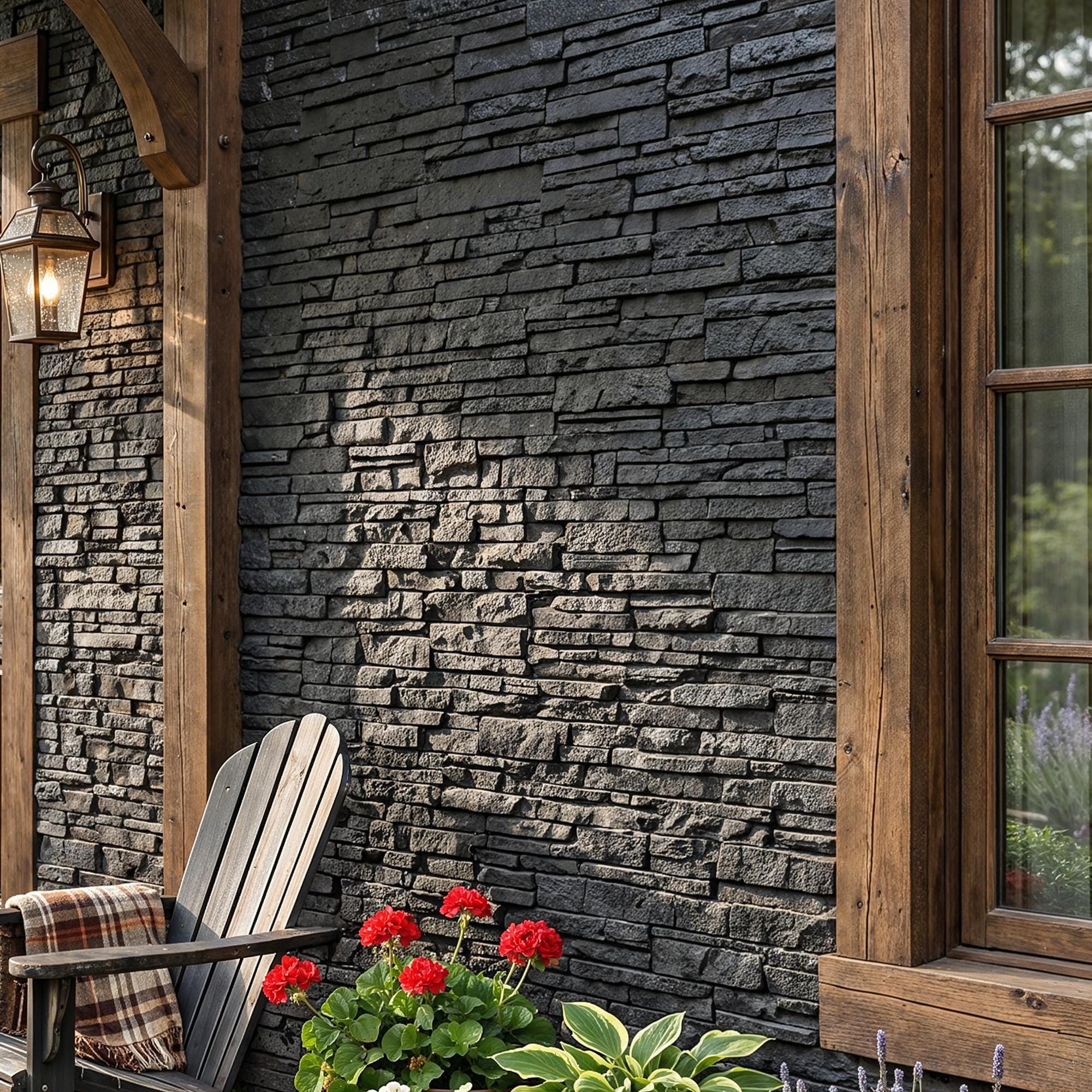 Faux Stone Veneer Panels Polyurethane Space Black Siding, Faux Limestone for Fireplace Surround & Kitchen Accent Wall