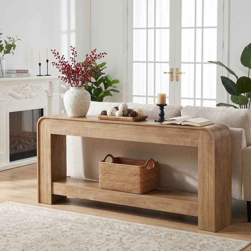 Extra Large Rustic Storage Table 78.74 Inch Extra Long Console Table, Rustic Sofa Table with Open ...