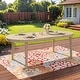preview thumbnail 1 of 29, Christopher Knight Home - Solmere Outdoor Dining Table, Acacia Wood Frame with Slatted Oval Top & Non-Slip Foot Pads - 70.08" L Light Teak Finish