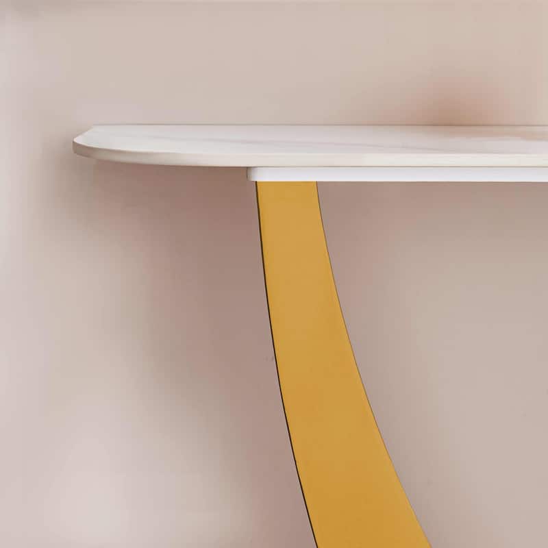 Modern Console Table, Exquisite Shape Design, Metal Frame with Adjustable Foot Pads