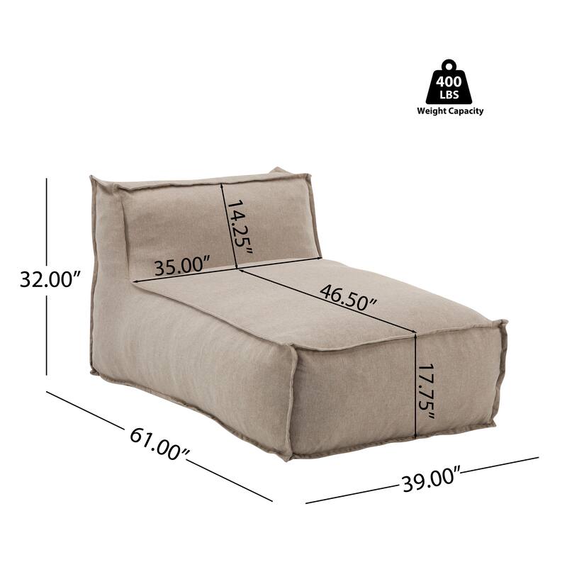 Roomfitters Ramona Outdoor Bean Bag Lounge Chair with Water Resistant Fabric, Beige