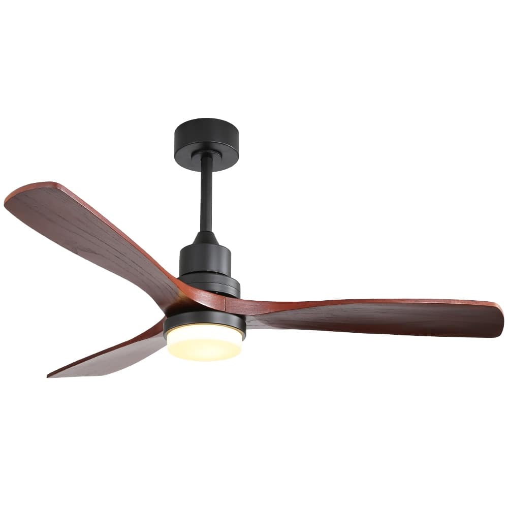 Sofucor 52" Indoor Wood Ceiling Fan Light with Remote, Integrated Light Optional