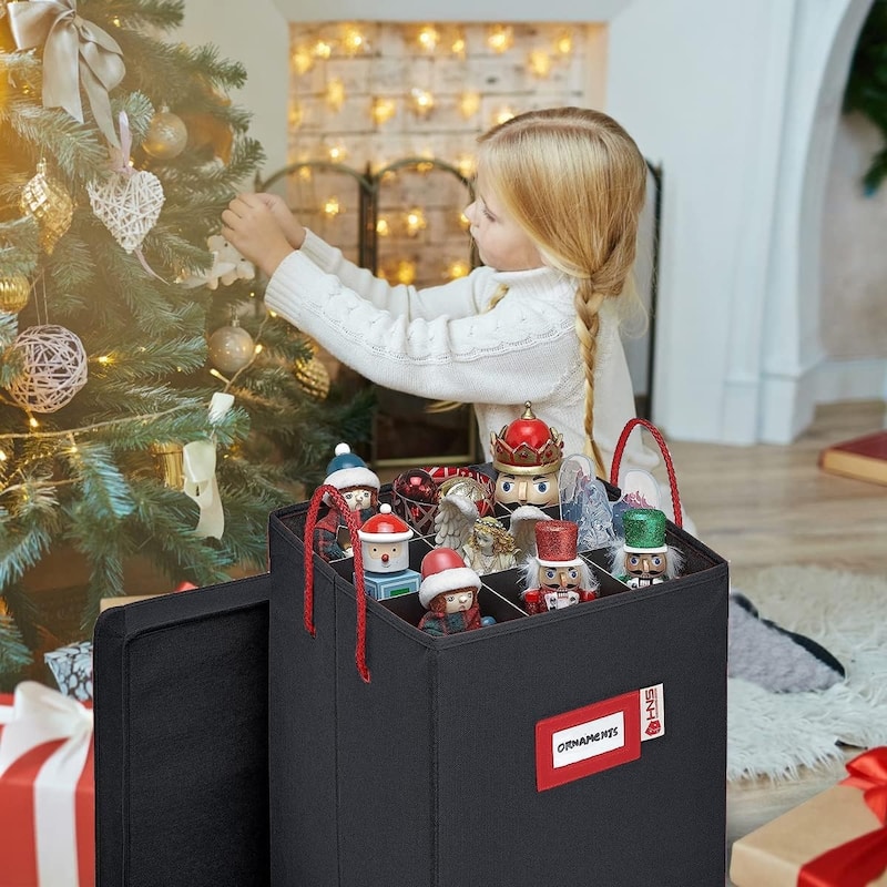 Christmas Nutcracker and Figurine Collectible Storage Box - Stores Up to 9 - 16-inch Tall Nutcrackers, Ornaments, and More - N/A