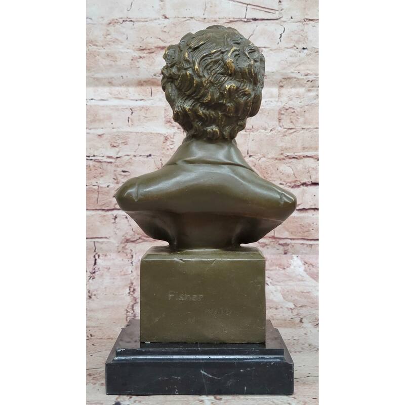 Frédéric Chopin Bronze Bust Sculpture On Marble Base