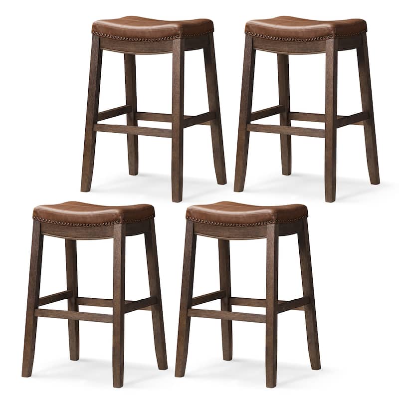 Maven Lane 31" Sophia Backless Bar Height Kitchen Stool - Set of 4 - Aged Brown