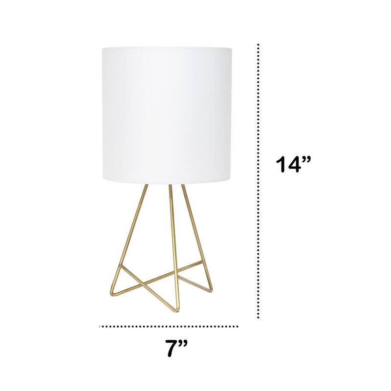 Open Wire Framed LED Table Lamp with Drum Shade - 14" - Gold