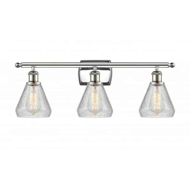 Innovations Lighting Conesus 3 Light 26" Wide Bathroom Vanity Light - Polished Nickel / Clear Crackle
