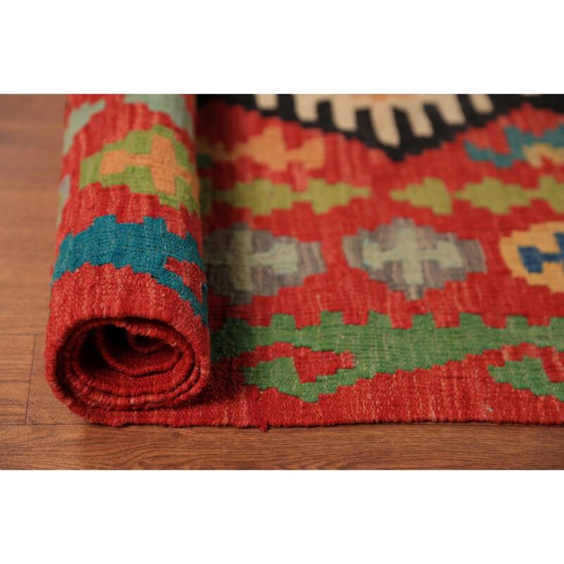 Tribal / Geometric Kilim Oriental Large Rug Flatweave Wool Carpet - 9'10"x 16'4"