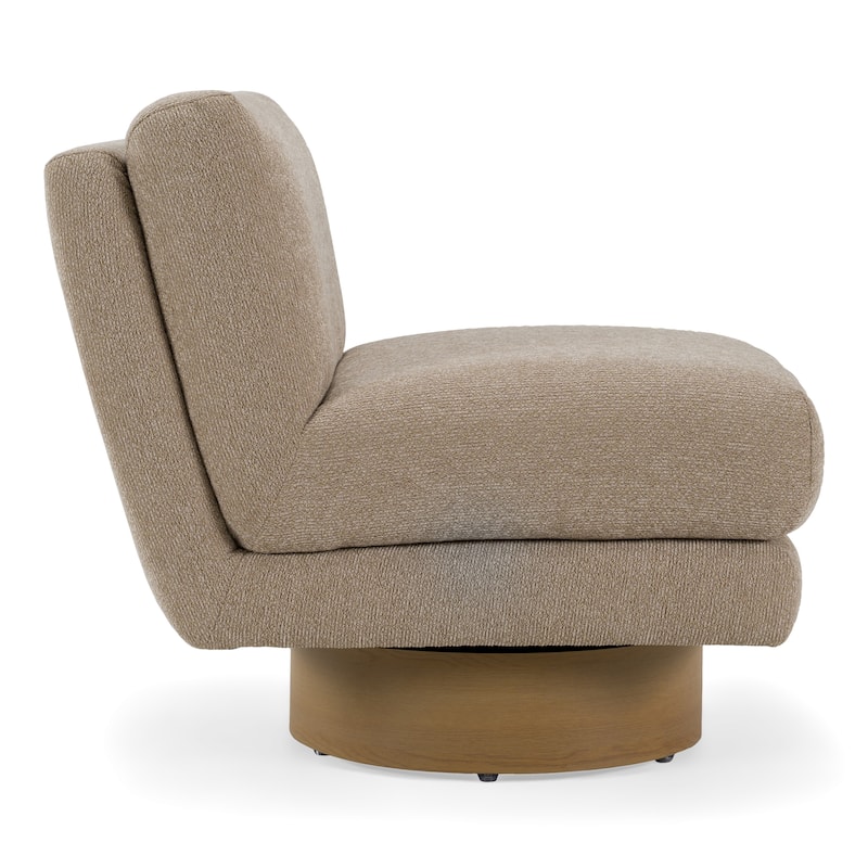 Petito Modern Beige Fabric & Chestnut Accent Chair