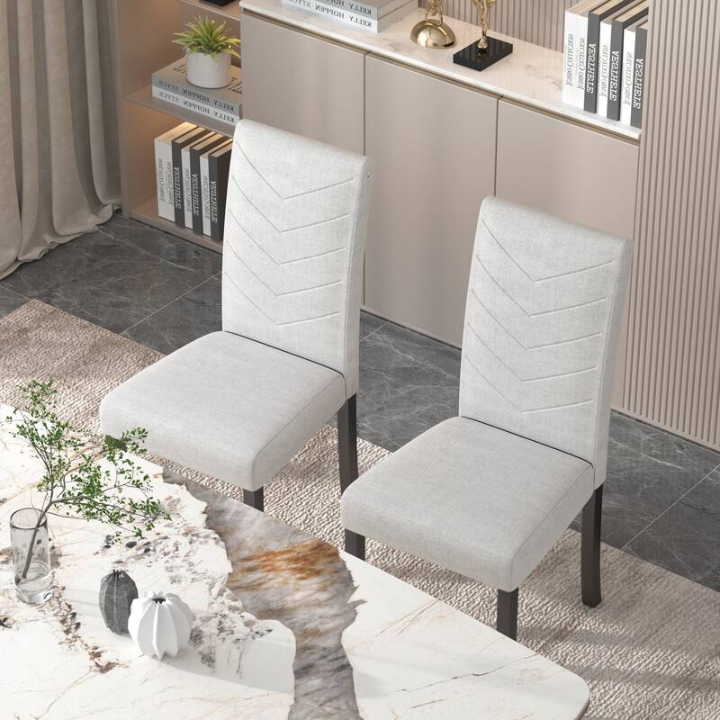 VECELO 5-piece Dining Set, Round Dining Table Set with Upholstered Parsons Dining Chairs for Small Space