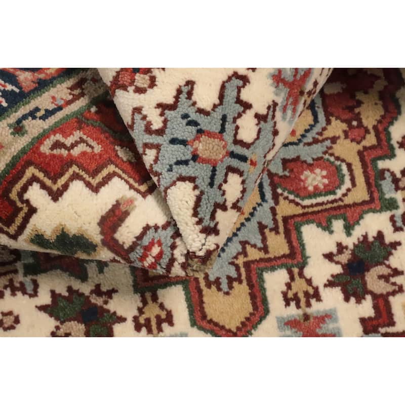 Hand Knotted Oriental 100% Wool Carpet Traditional Medallion Beige & Ivories Heriz (serapi) Area Rug - 5' 0'' X 3' 0''