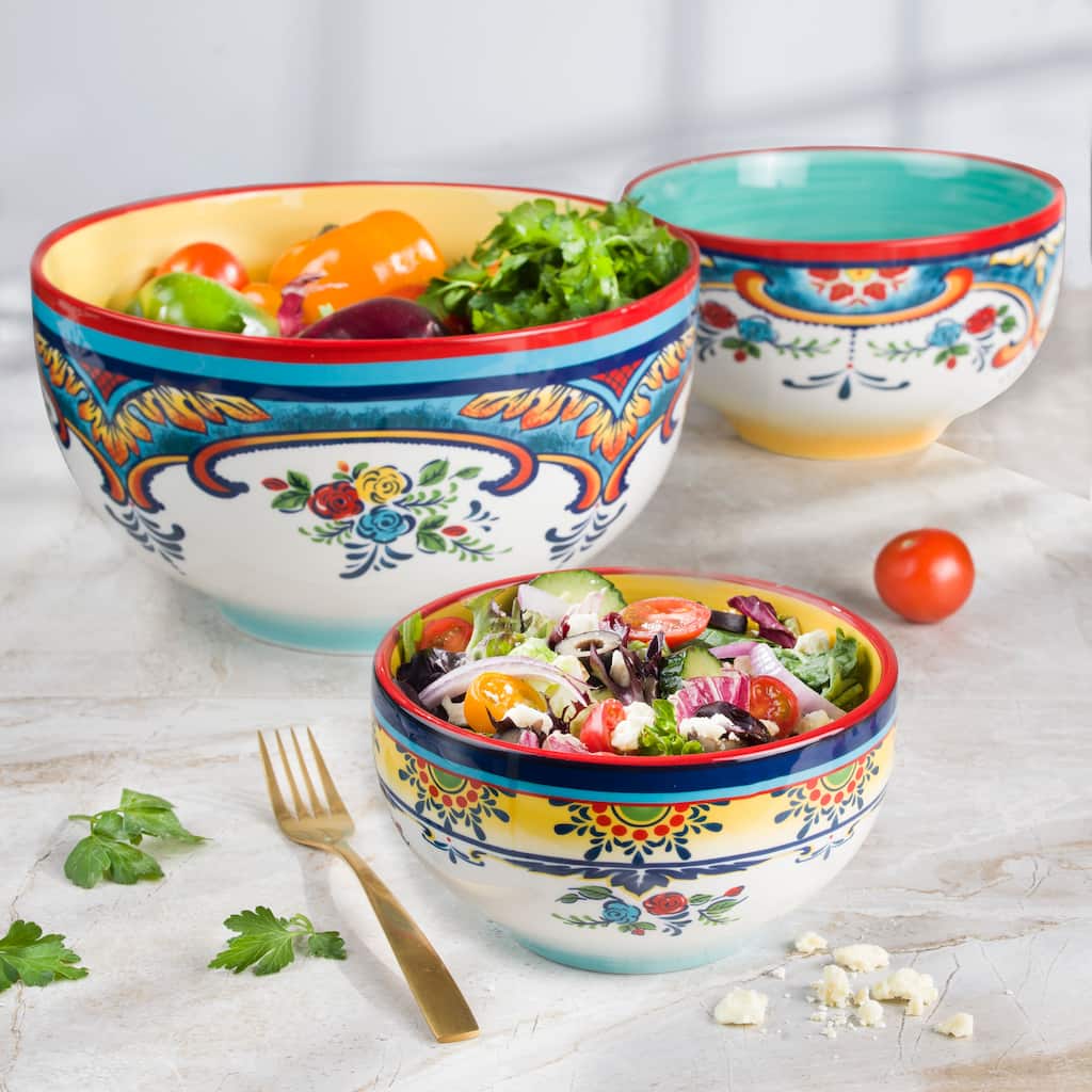 Euro Ceramica Zanzibar 3 Piece Mixing Bowl Set
