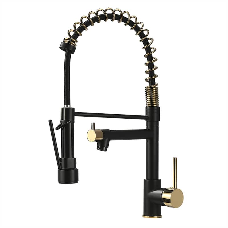 Commercial Kitchen Faucet With Pull Down Sprayer And Pot Filler Single Hole Kitchen Sink Faucet Matte Black 2 Handle Basin Taps