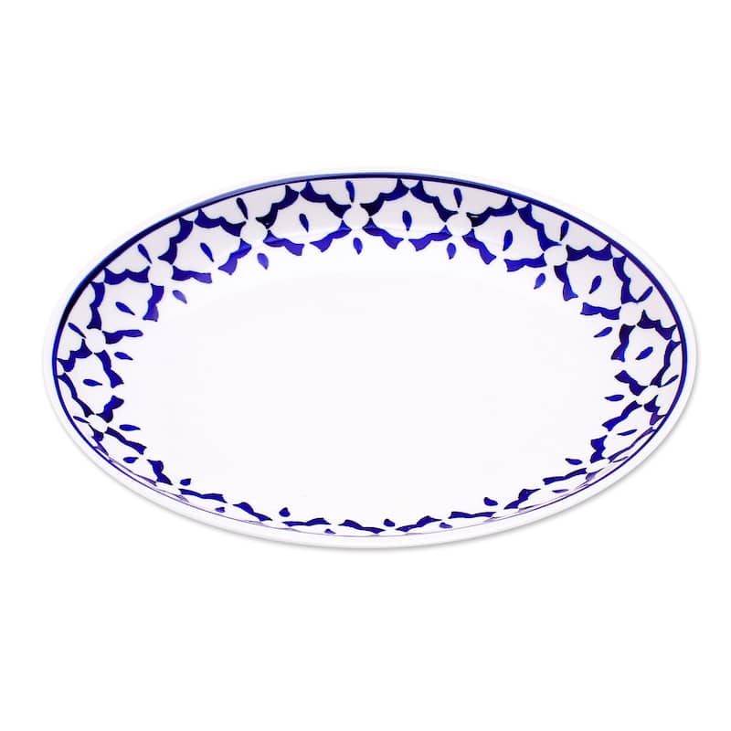 Novica Handmade Blue Pineapple Ceramic Plate