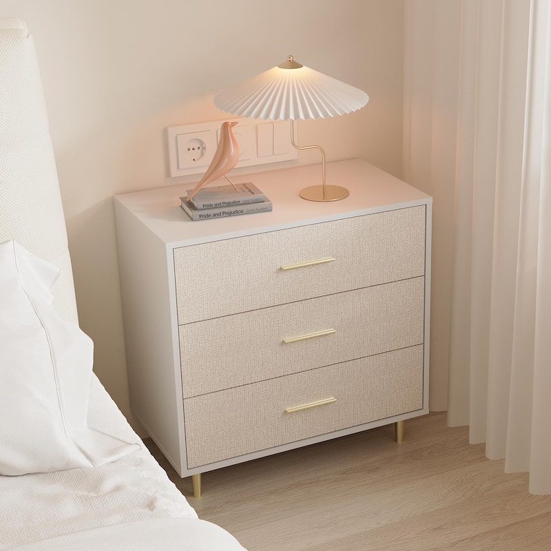3/5/6/7/8 Drawer Dresser for Bedroom, Modern Wooden Chest of Drawers with Gold Handles - 3-drawer