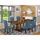 preview thumbnail 26 of 44, 7-Pc Kitchen Dinning Set with Rectangle Table and Parson Chairs - Distressed Jacobean Finish (Color Option) LAEL7-81-21