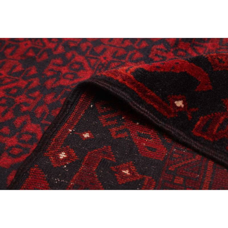 ECARPETGALLERY Hand-knotted Teimani Dark Red Wool Rug - 4'4 x 6'3