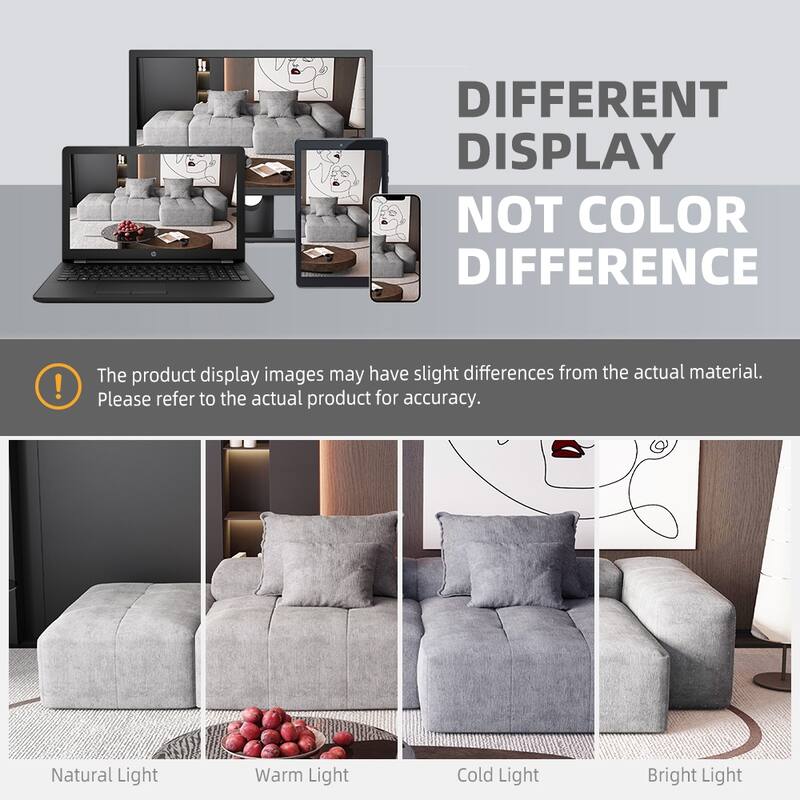 Modern 4 PCS DIY Combination Modular Sofa with Ottoman, Seat, Chaise Lounge, Armrest