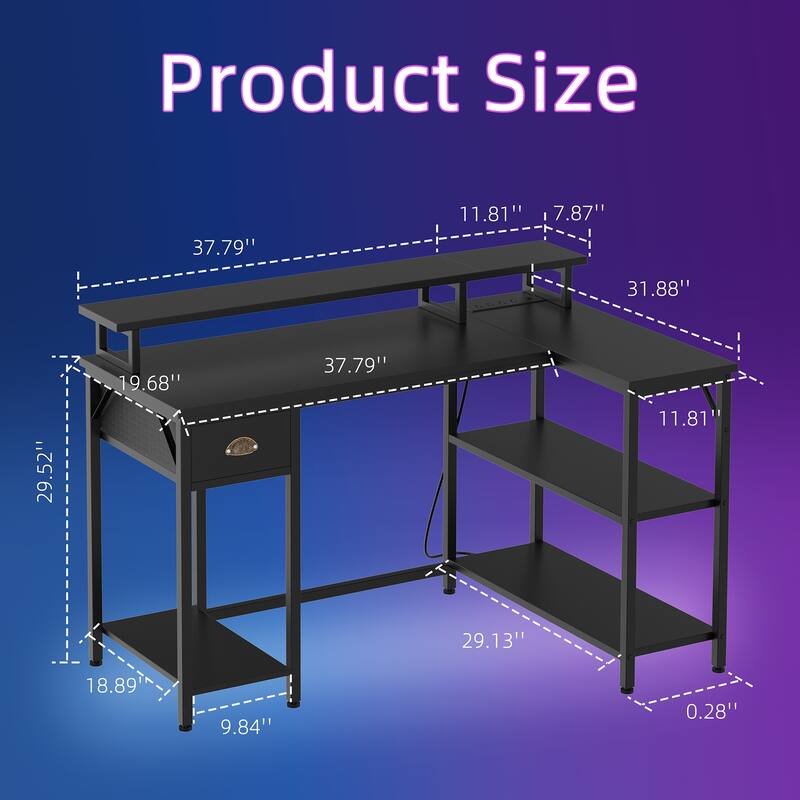 Futzca L Shaped Computer Desk, Black