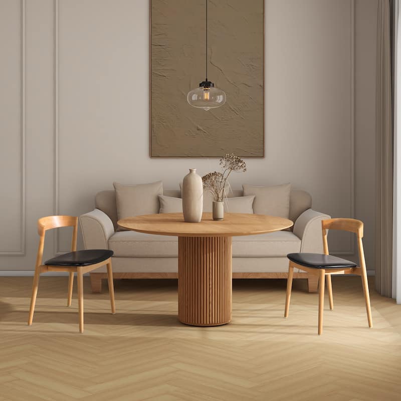 Raven 20.5" Mid-Century Modern Sculpted Oak Wood Dining Chair