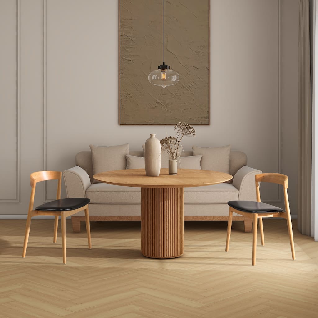 Raven 20.5" Mid-Century Modern Sculpted Oak Wood Dining Chair