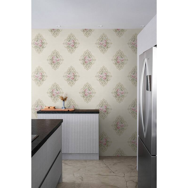Seabrook Designs Creswell Floral Cameo Unpasted Wallpaper