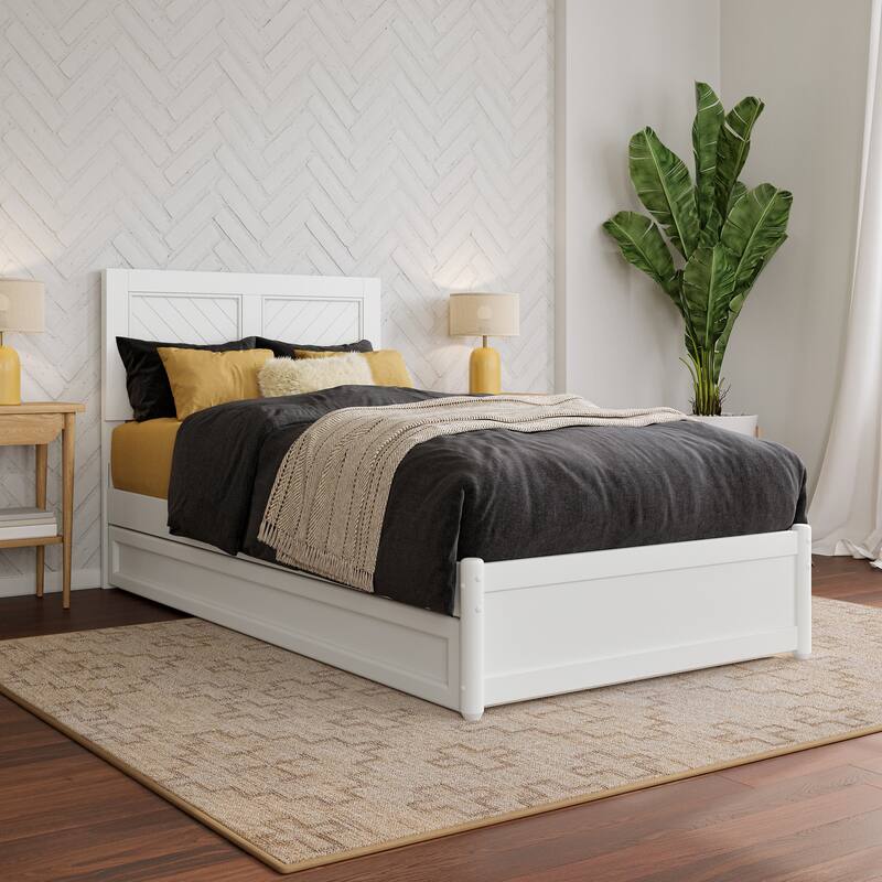 Clayton Platform Bed with Panel Footboard and Twin XL Trundle