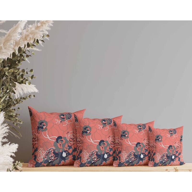 Regal Rose Retreat Faux Suede Reversible Throw Pillow Desaturated and Red