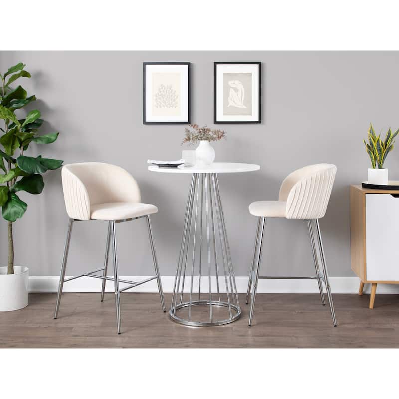 Silver Orchid Pleated Fixed-Height Counter Stool - Set of 2