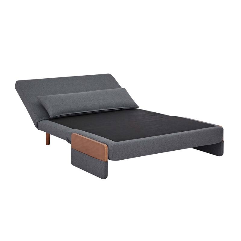 Extra Wide 3 in 1 Loveseat Folding Sofa Bed 10s Convert 3 Position Backrest Gray Small Apartment