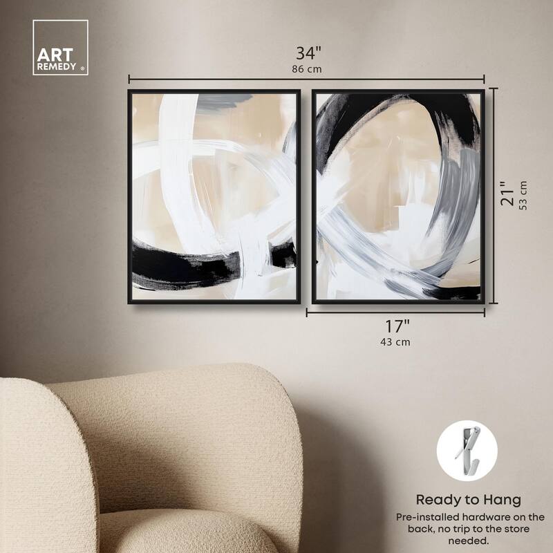 Neutral Interplay I Canvas Set of 2 by Art Remedy