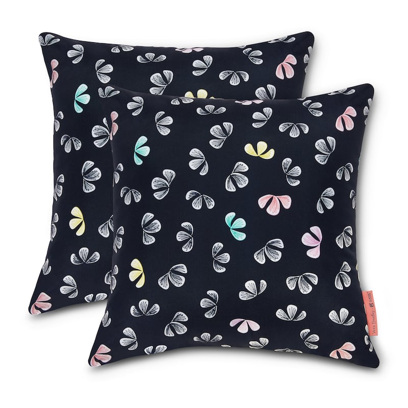 Vera Bradley by Classic Accessories Water-Resistant Accent Pillows, 18 x 18 x 8 Inch, 2 Pack - Gingko Butterflies