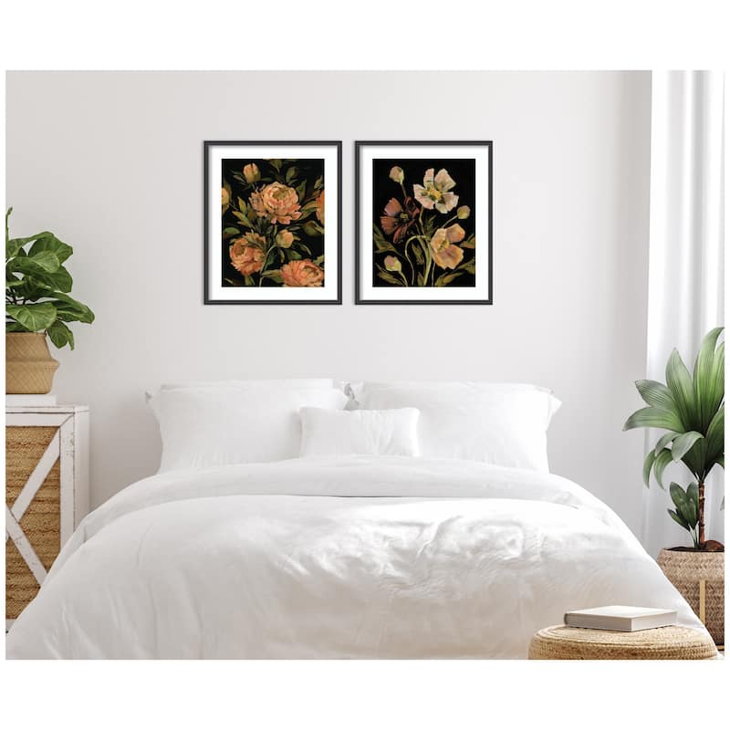 Kate and Laurel Moody Floral 3 & 5 2 Piece Framed Wall Art Print Set by Annie Quigley